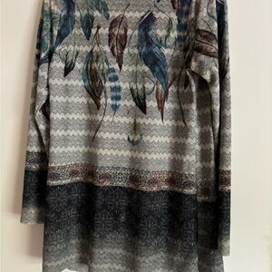 Elegant Gray Feather Pattern Dress
